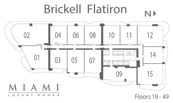 Brickell Flatiron Condo Key Plan