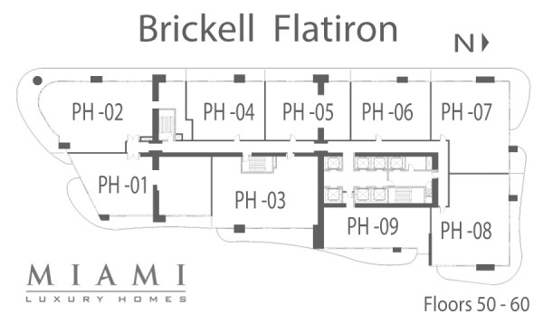 Brickell Flatiron Penthouse Floor Plan Key