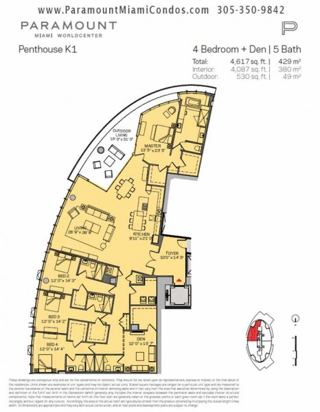 Paramount Miami Worldcenter Penthouse Floor Plan K1 Line 