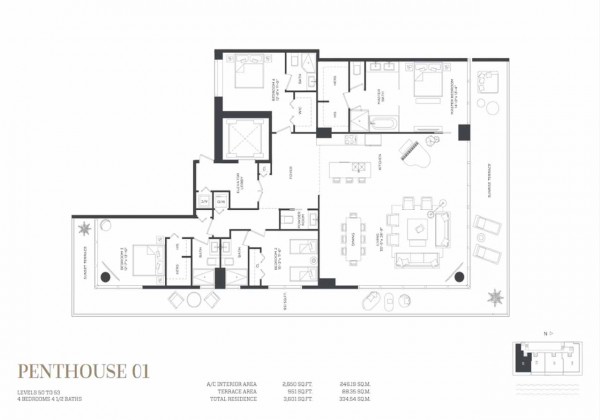 Gran Paraiso 01 Line Penthouse Floor Plan