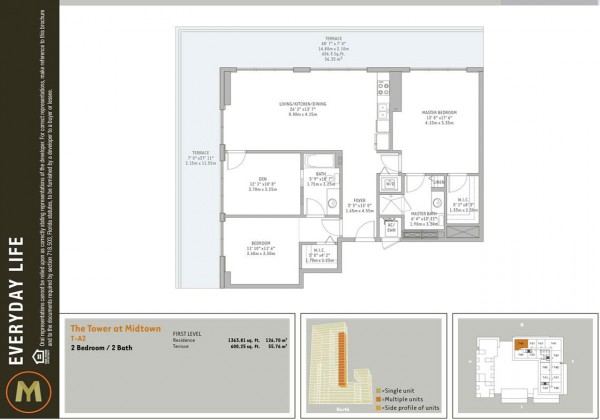 Floor Plan for Two Midtown Miami Unit H2104