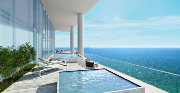 Turnberry Ocean Club Duplex Residence Terrace With Private Pool and Hydrotherapy Spa