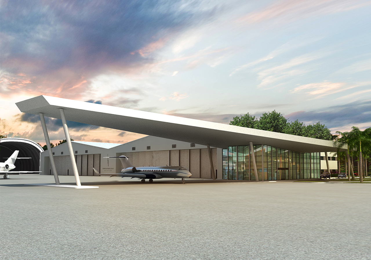 Rendering of Fontainebleau Aviation Facility's Brand-New 12,000-Square-Foot Canopy