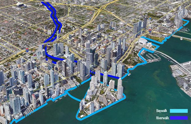 Site Map for the Future Riverwalk and Baywalk in Downtown Miami