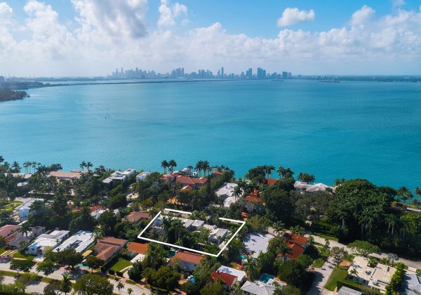 Aerial View of 5763 North Bay Road in Miami Beach
