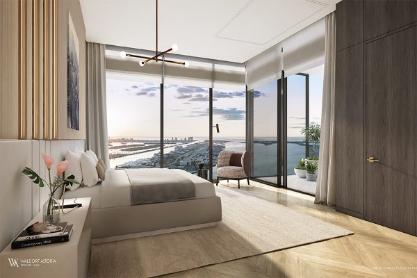 Rendering of Waldorf Astoria Residences Miami Master Bedroom