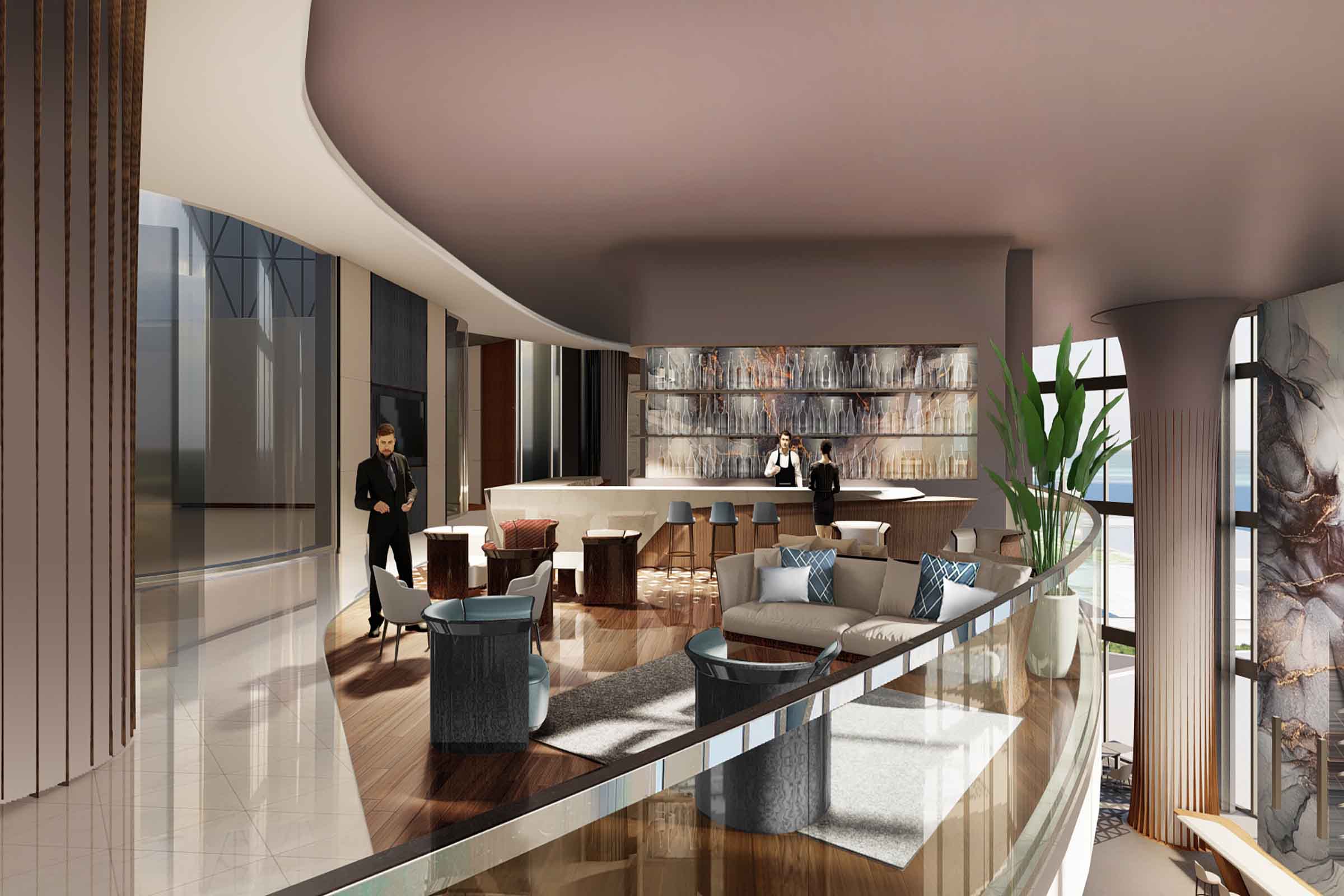 Bentley Miami Tower Upper Lounge Rendering