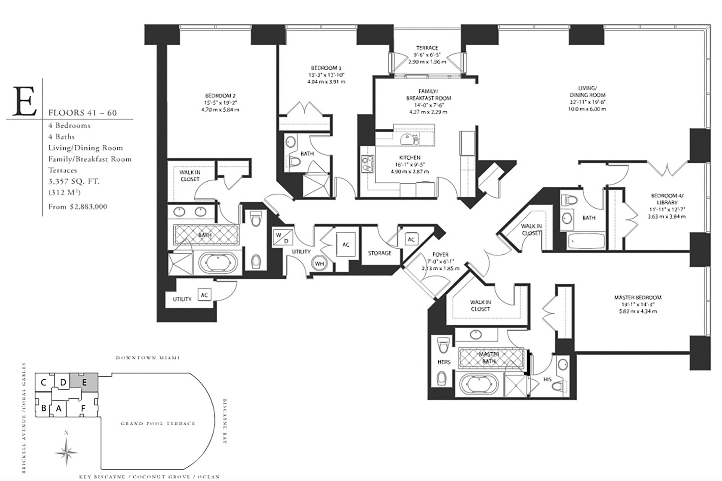 Four Seasons Residences Miami Brickell 58E Floor Plan