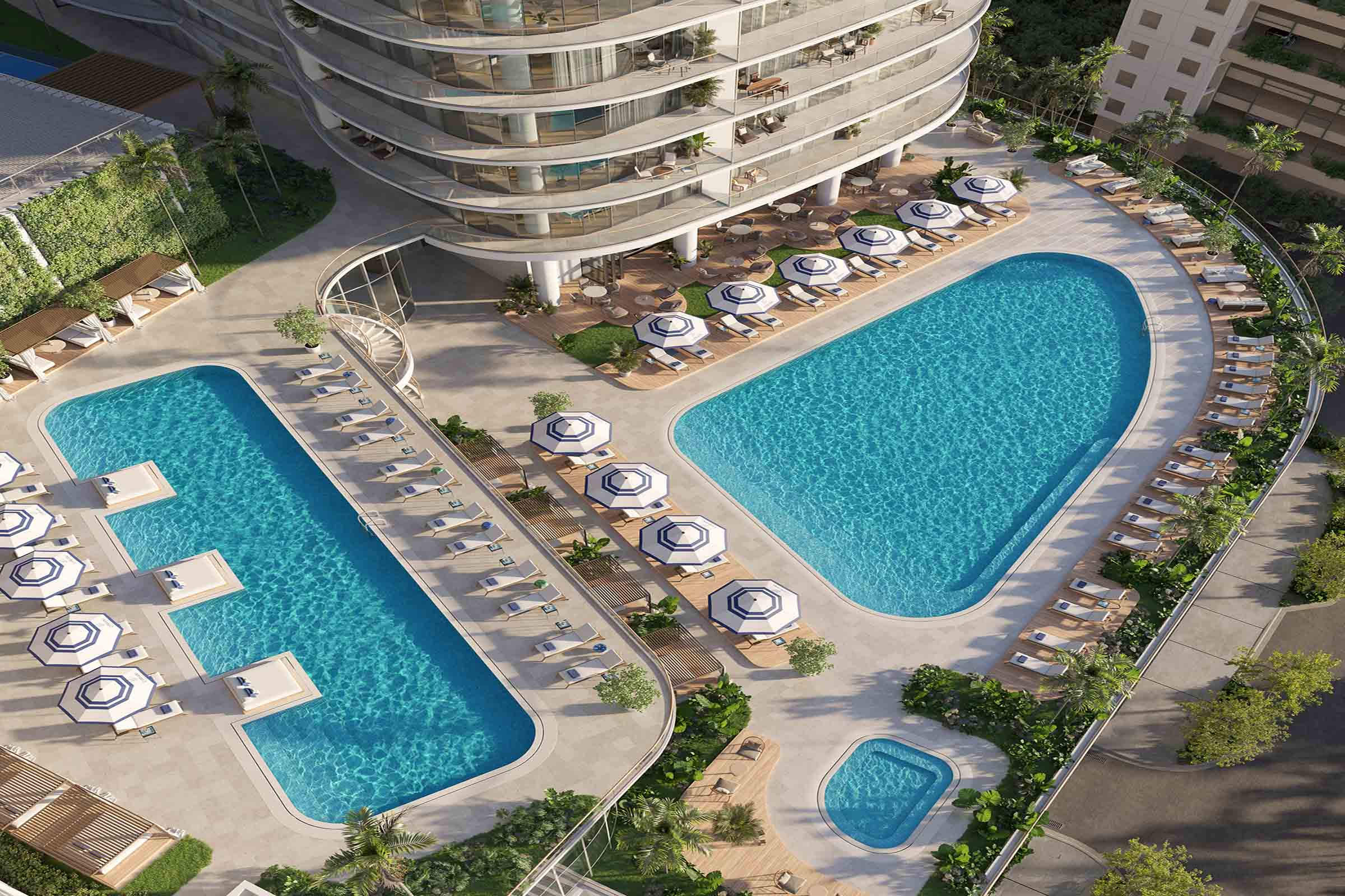 Rendering of Cipriani Residences Brickell Miami Aerial Pool View