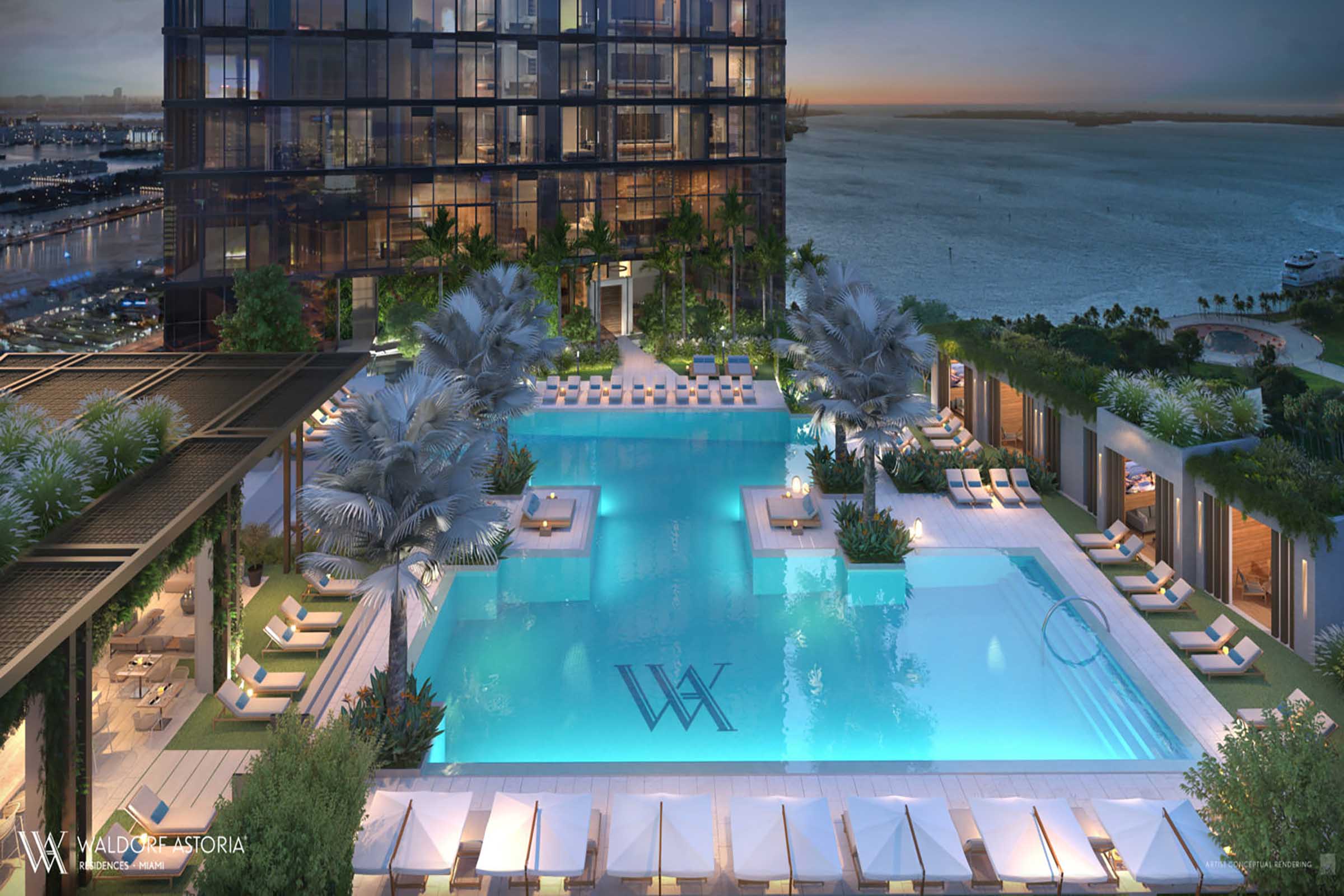 Rendering Of Waldorf Astoria Miami Hotel Pool View