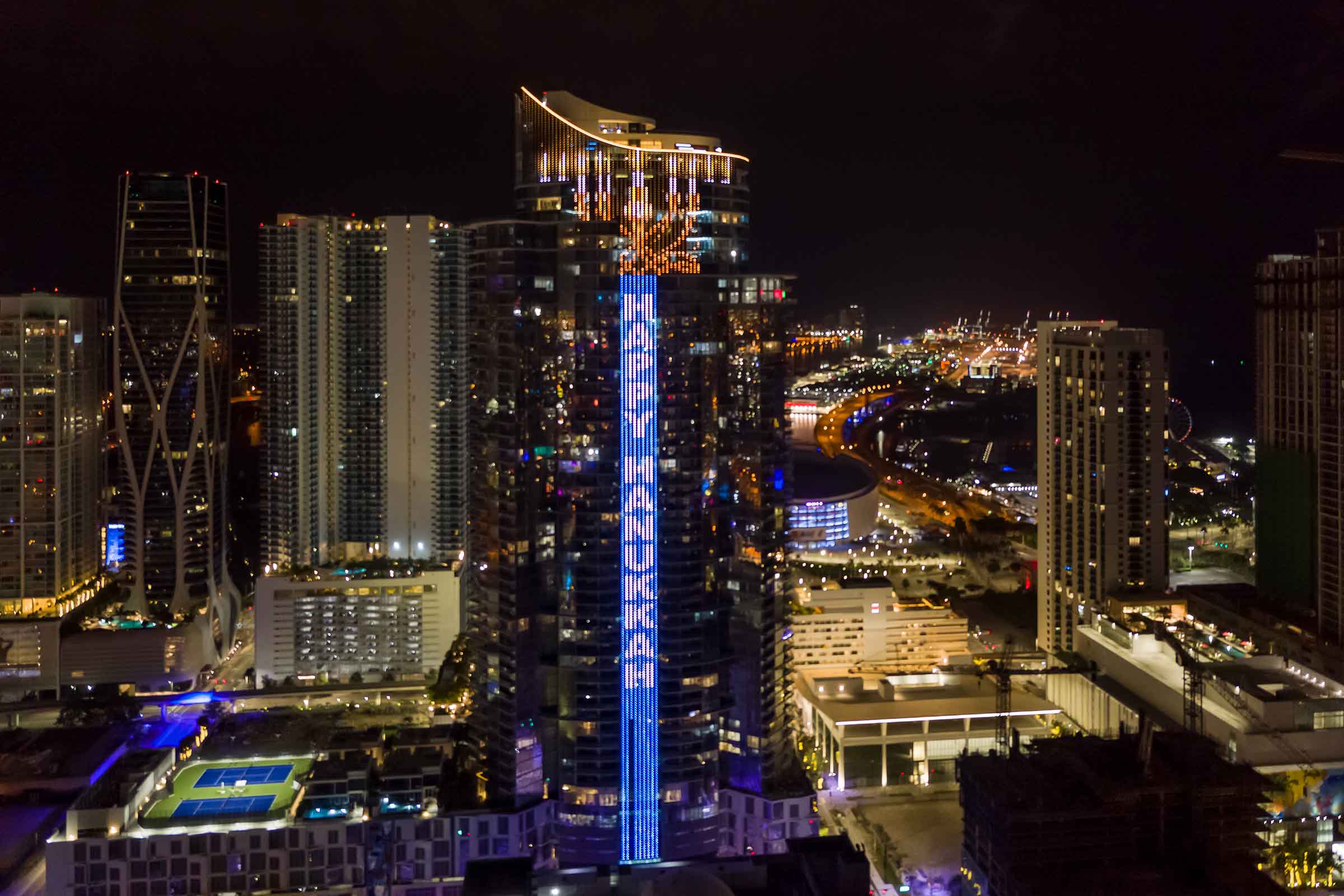 World’s Tallest Menorah Lights Up Miami Skyline In Celebration Of Hanukkah