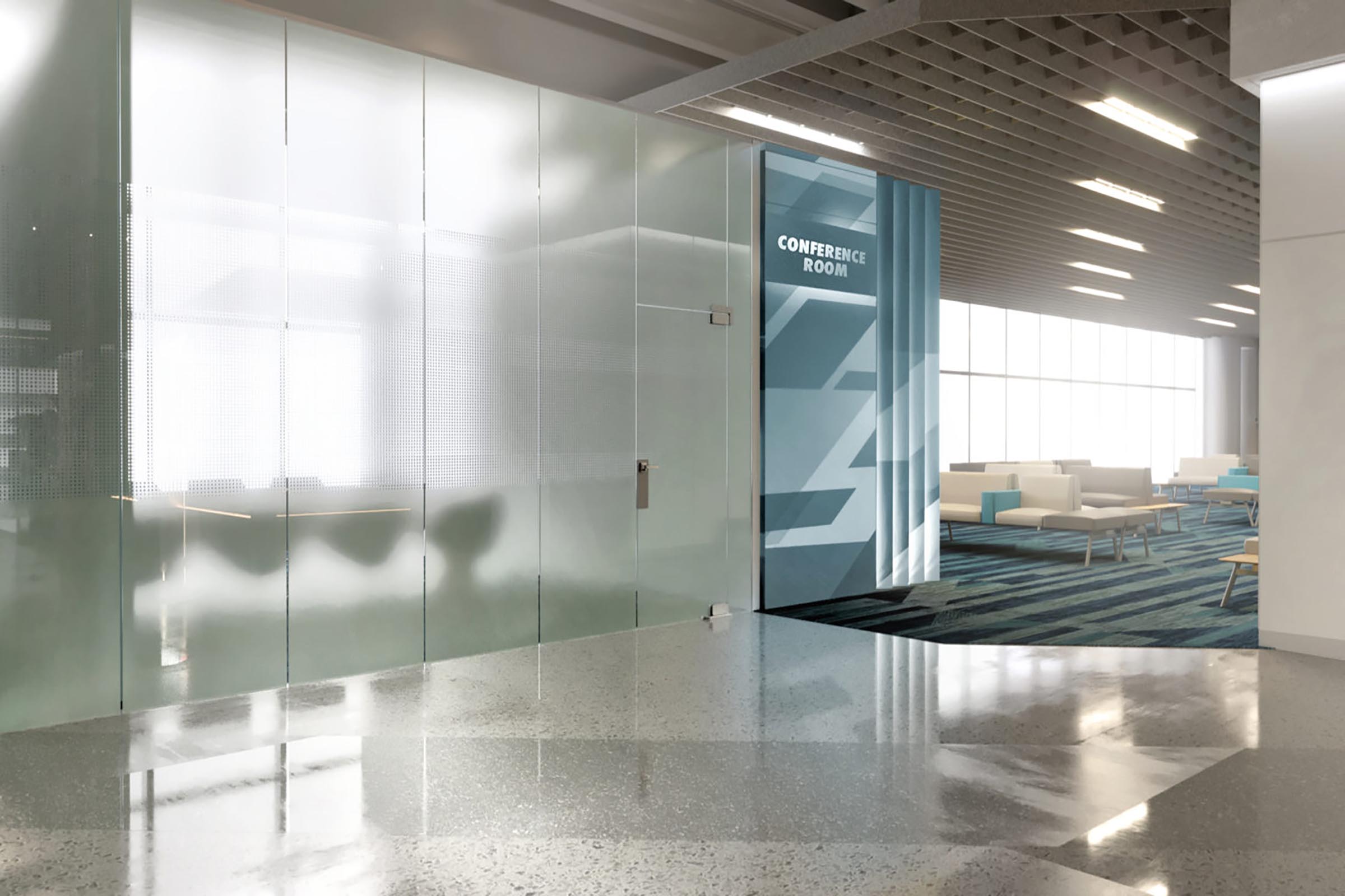 Rendering of Brightline Orlando Conference Room Entrance Rendering of Brightline Orlando Conference Room Entrance