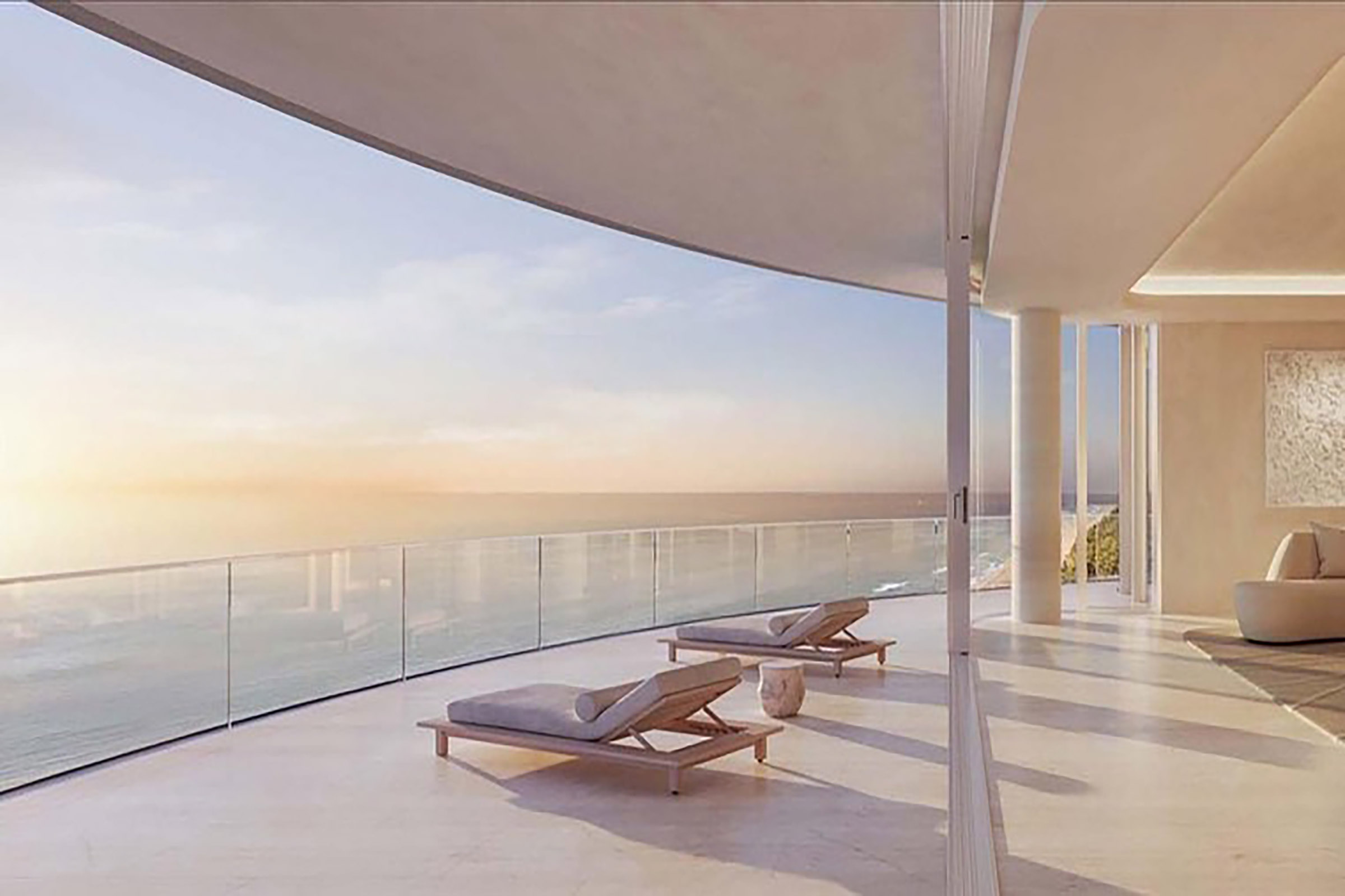 Rendering of Shore Club Private Residences Miami Beach Balcony Depth