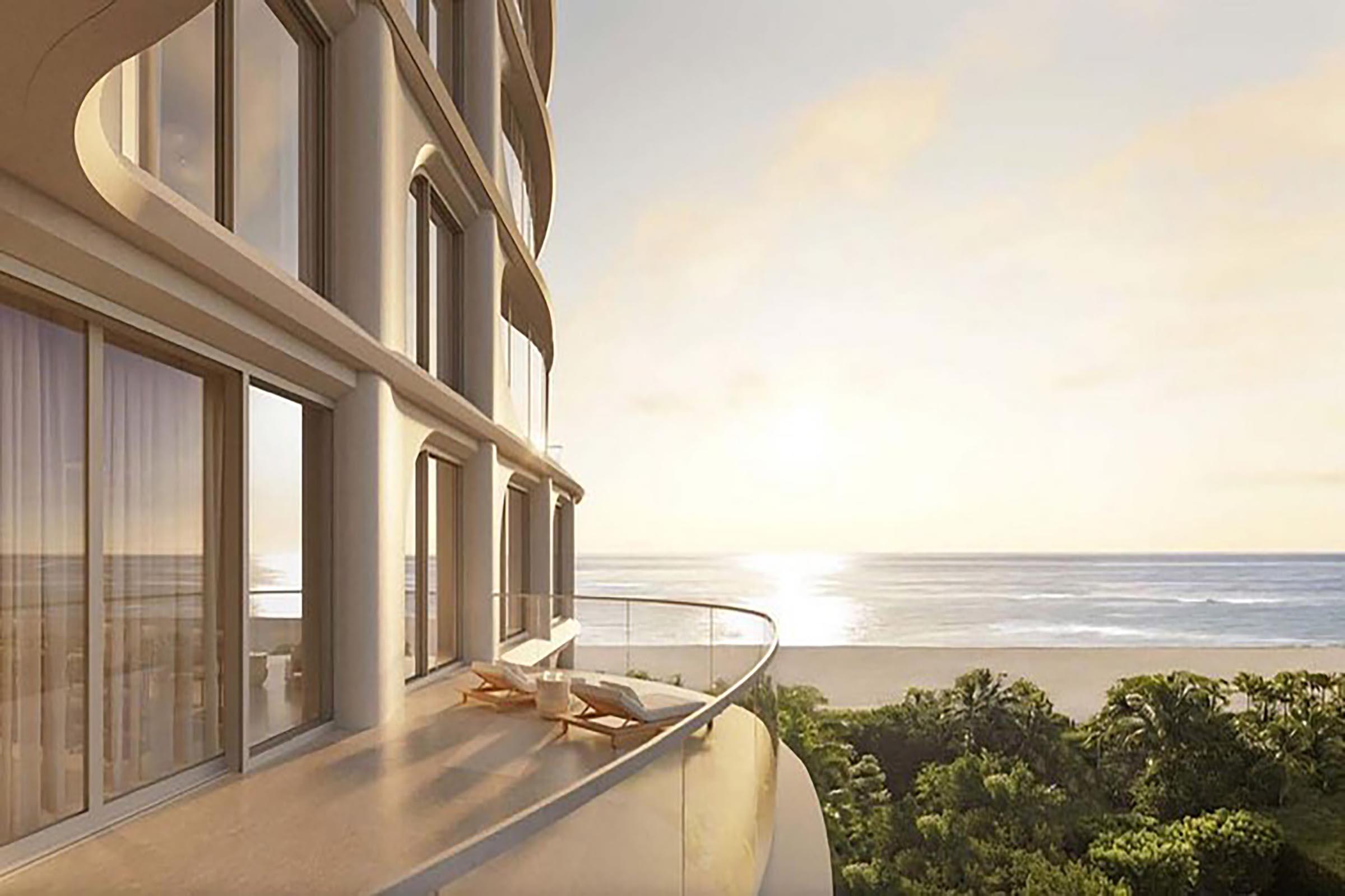 Rendering of Shore Club Private Residences Miami Beach Balcony Sunrise