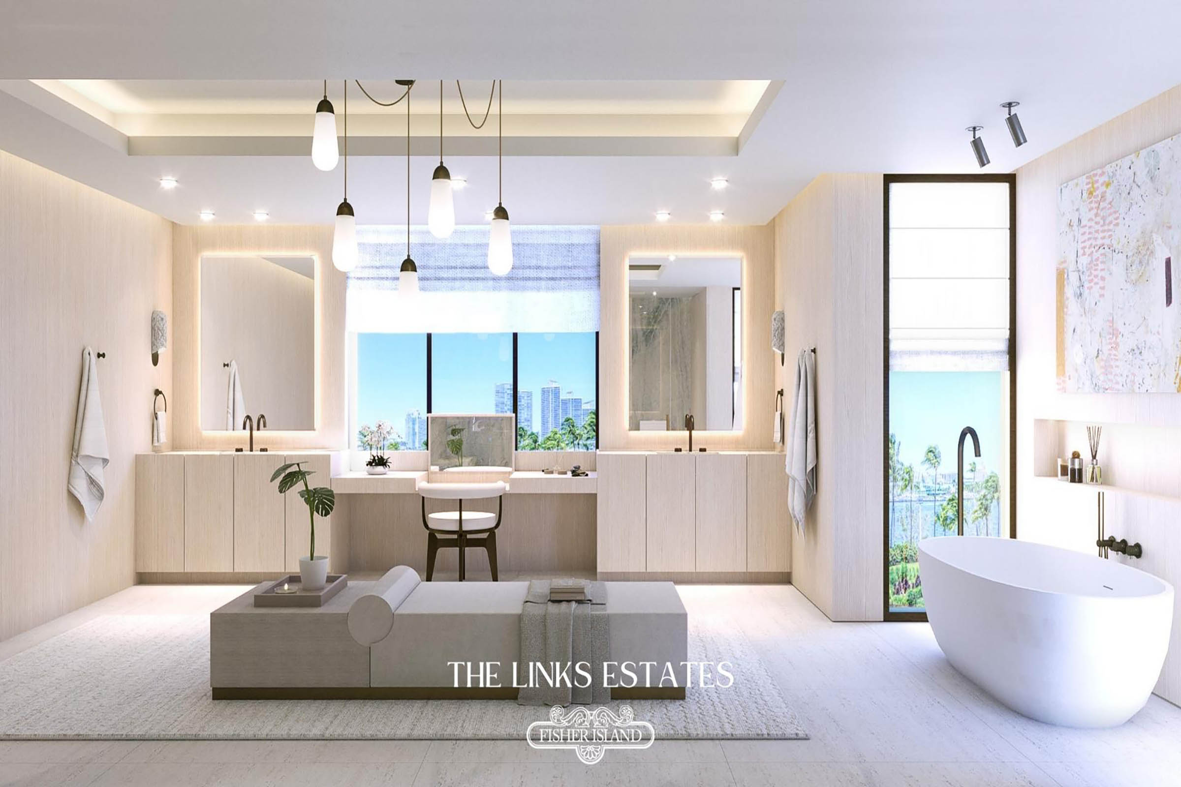 Rendering of The Links Estates Fisher Island Residence 5 Primary Bath