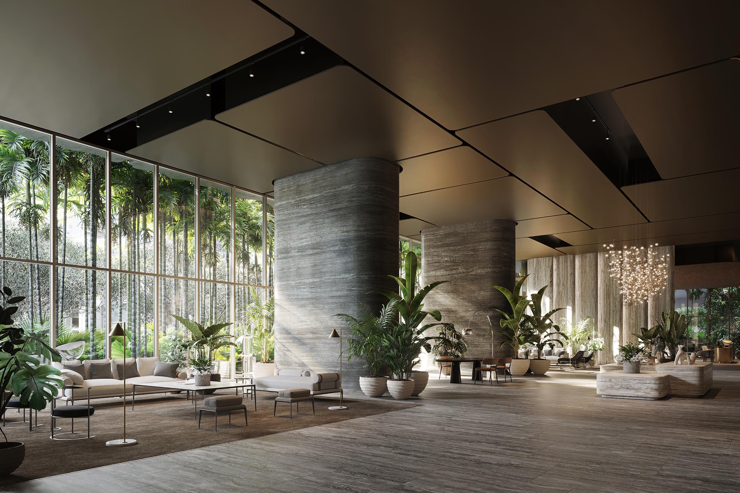 Rendering of The Residences at 1428 Brickell Lobby