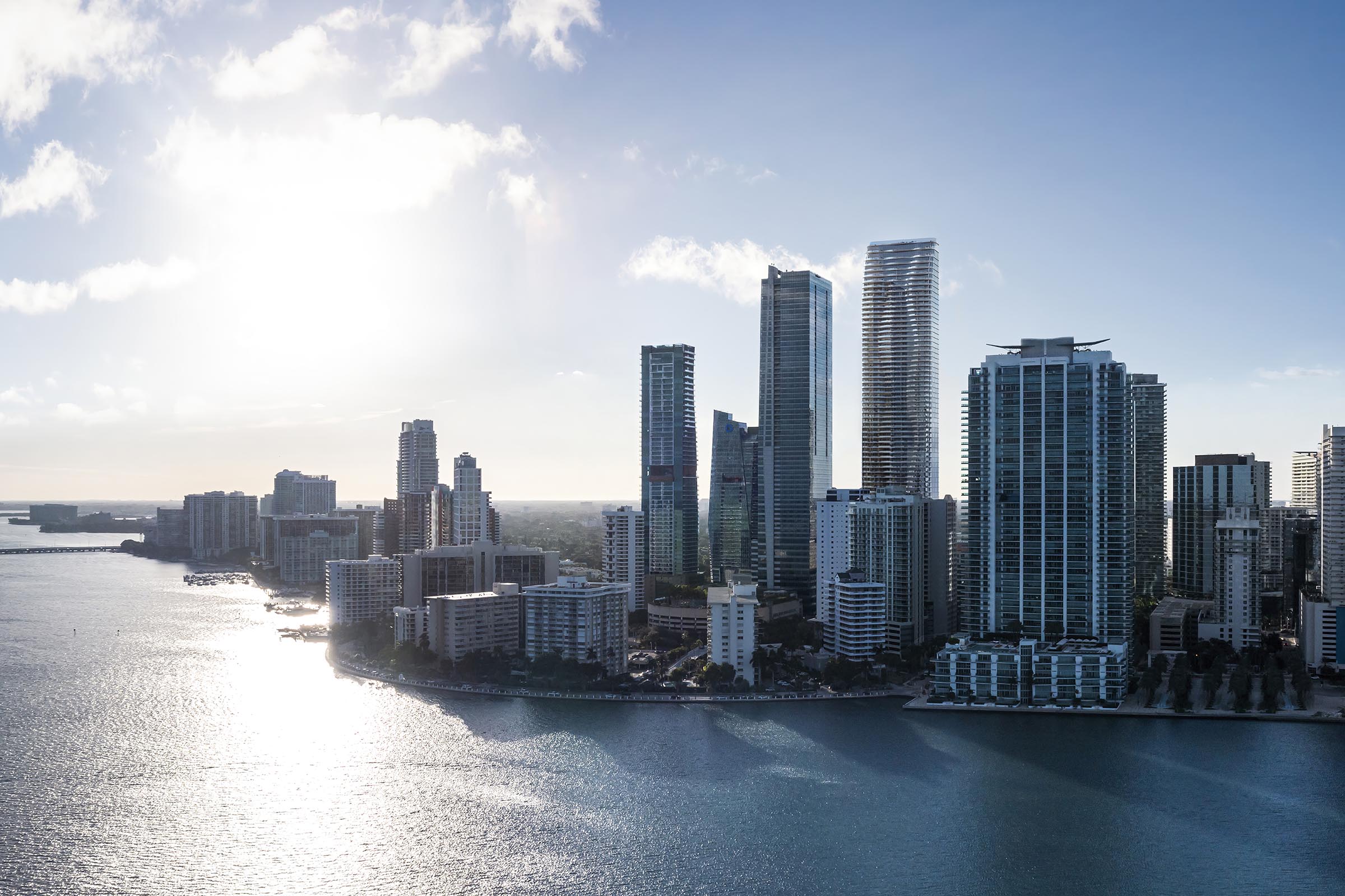 Rendering of The Residences at 1428 Brickell and Miami Skyline