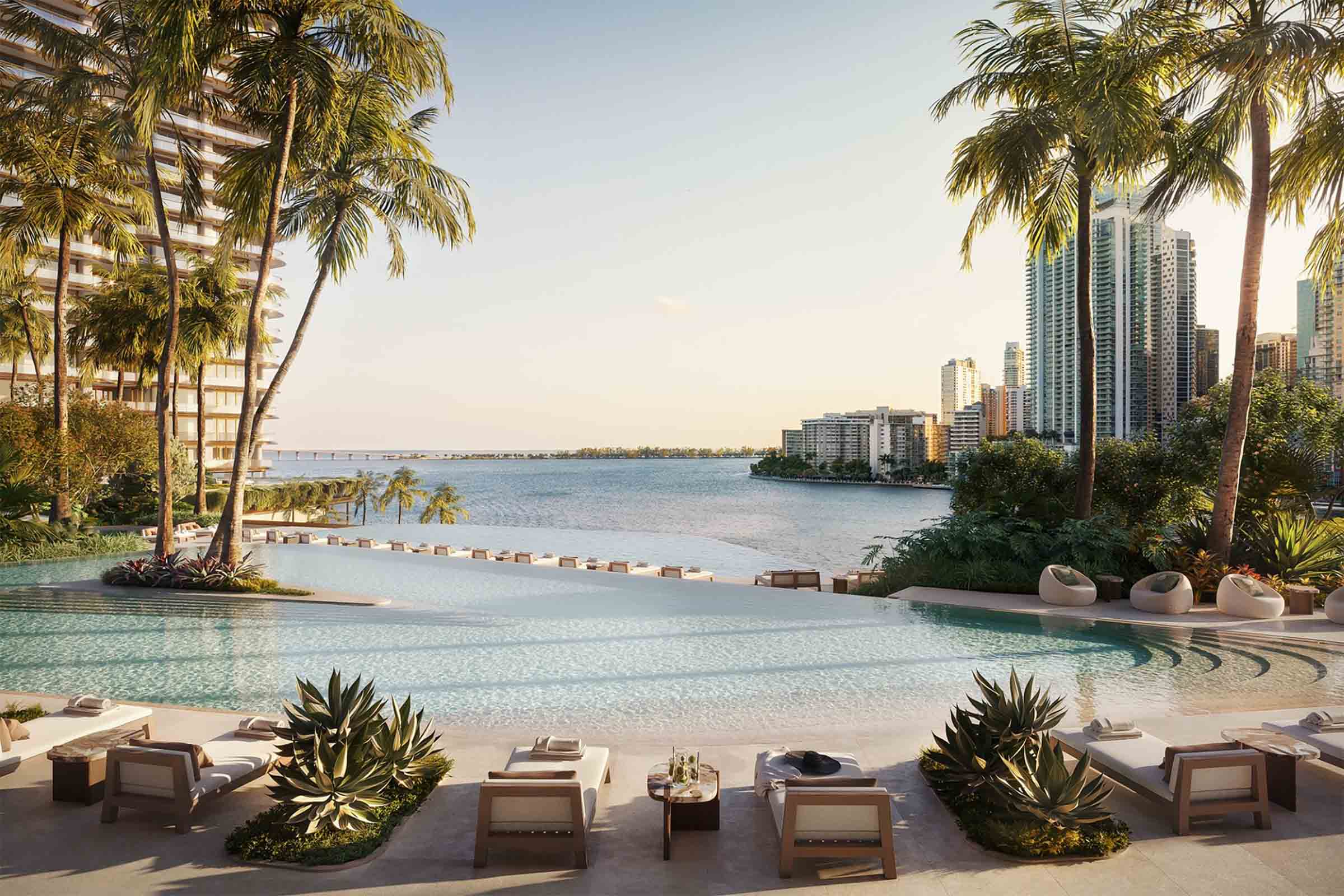 Rendering of The Residences at Mandarin Oriental, Miami Pool / Foto via: Binyan Studios