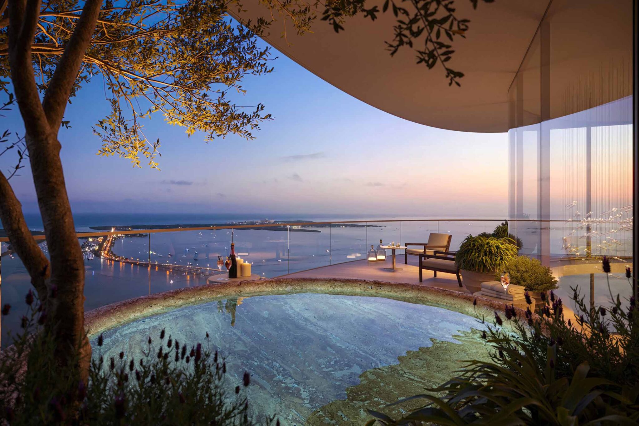 Illustration of Green Penthouse Luxury Apartments With Energy-Efficient Refrigerators