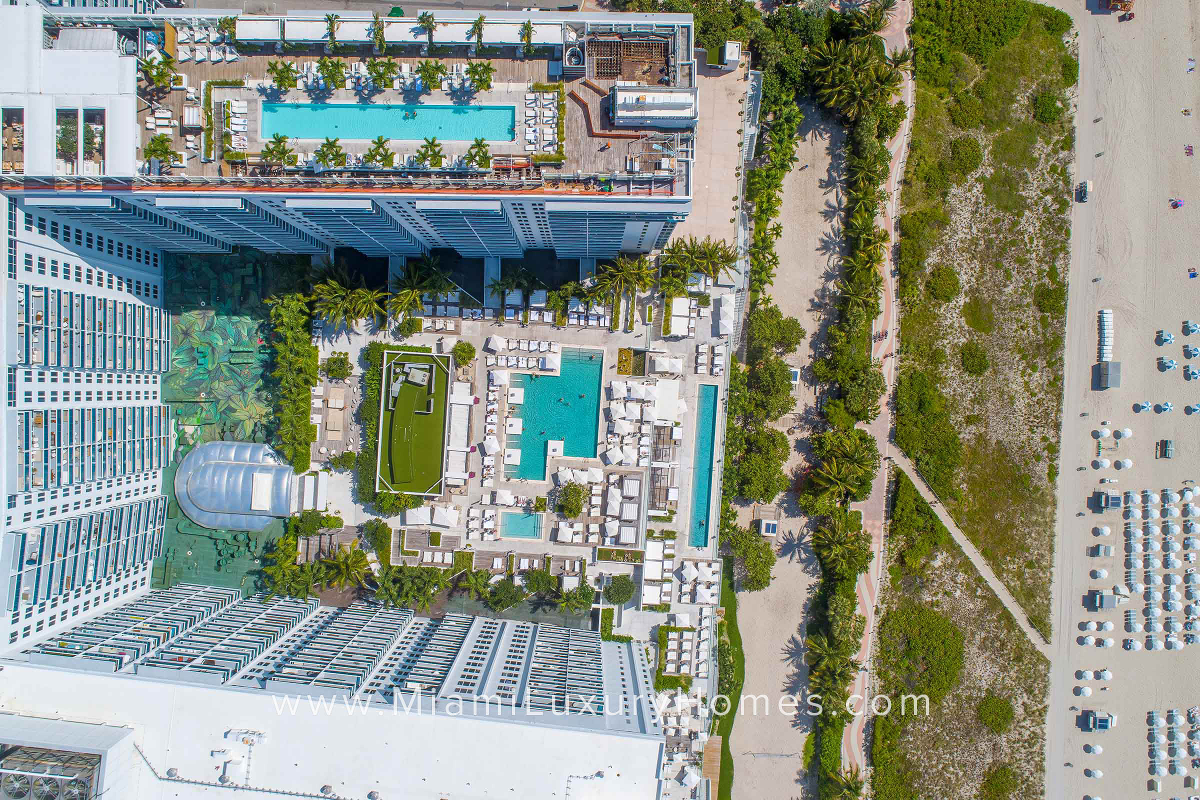 Aerial View of the Amenities at 1 Hotel in South Beach