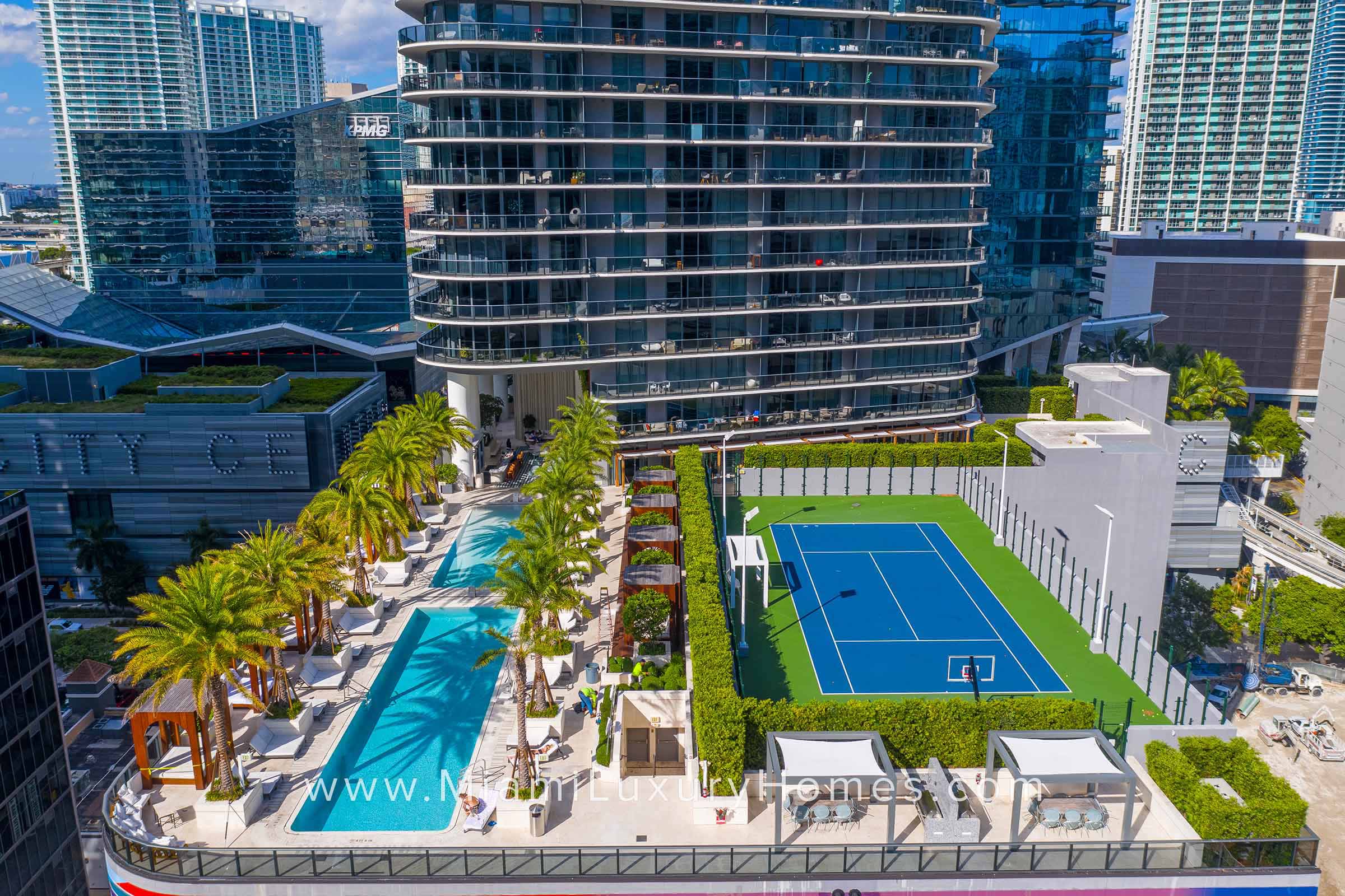 SLS Lux Pool and Tennis Court