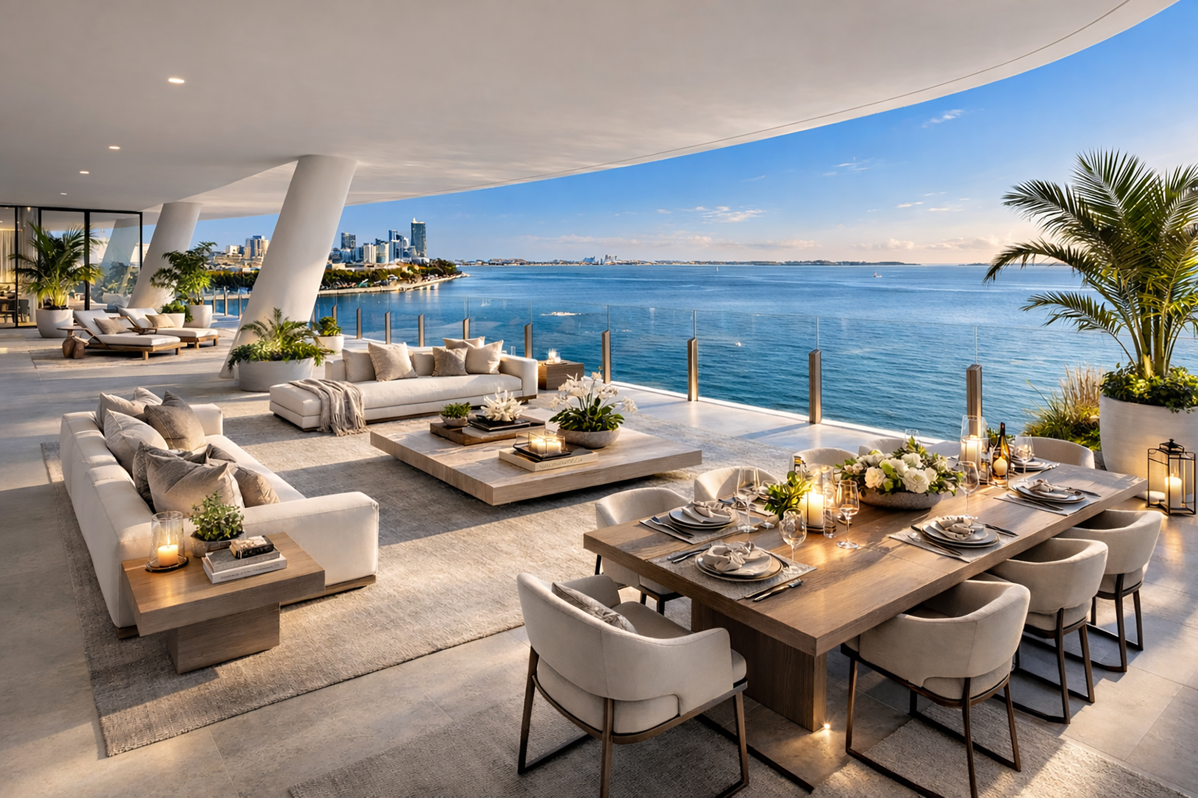 Vita at Grove Isle Mare 401 Digitally Staged Terrace